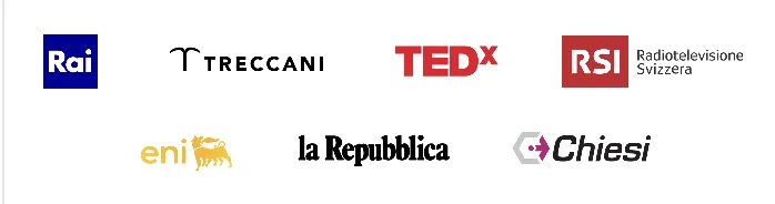 Collaborazioni di Benedetta Santini: Rai, Treccani, TEDx, RSI, Eni, la Repubblica e Chiesi.