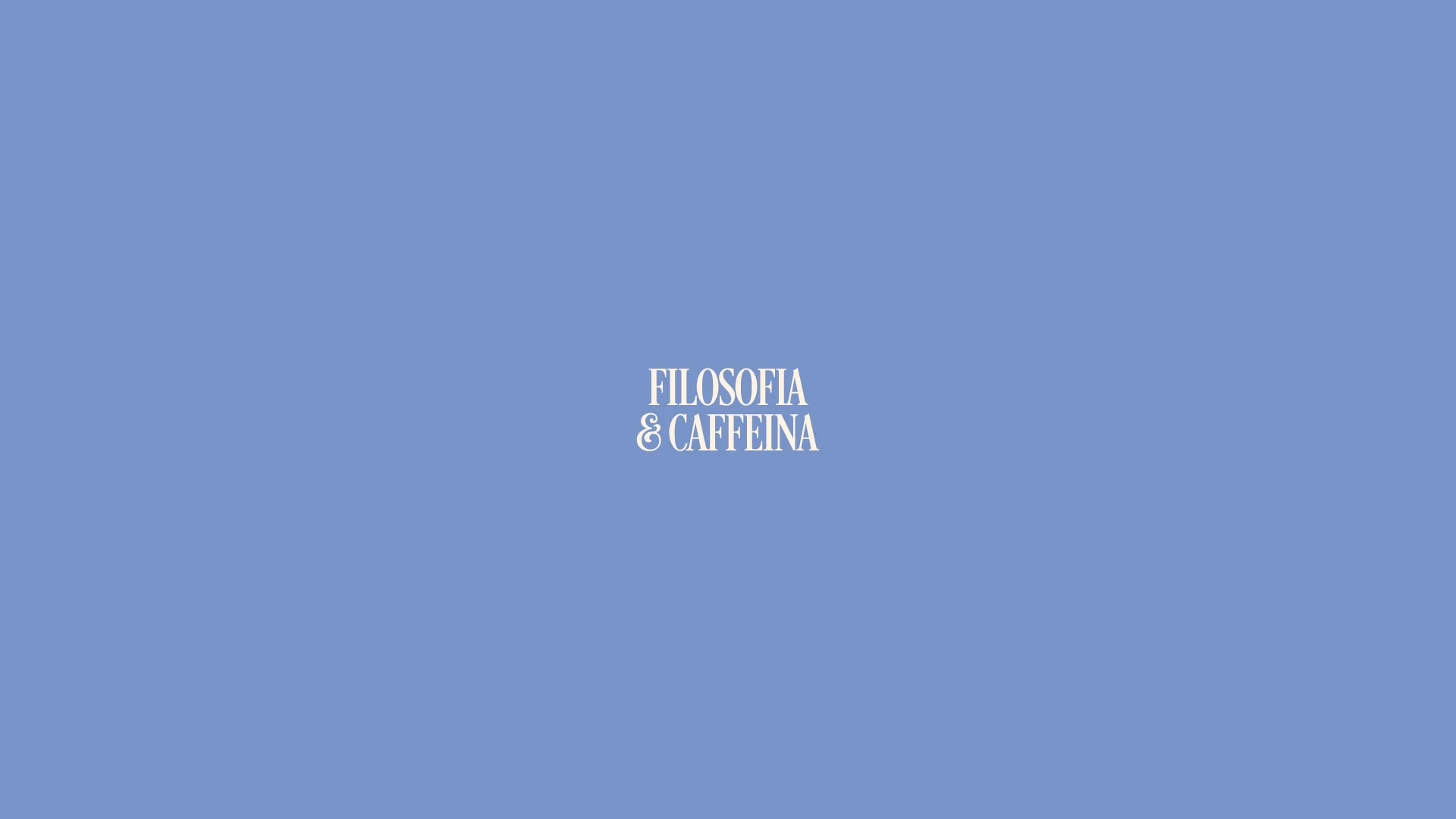 Il marchio Filosofia e Caffeina su fondo azzurro.