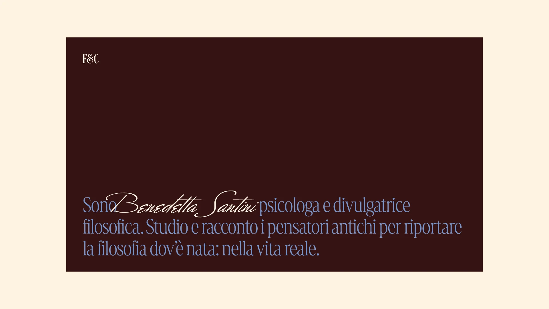 Template di presentazione di Benedetta, su fondo espresso.