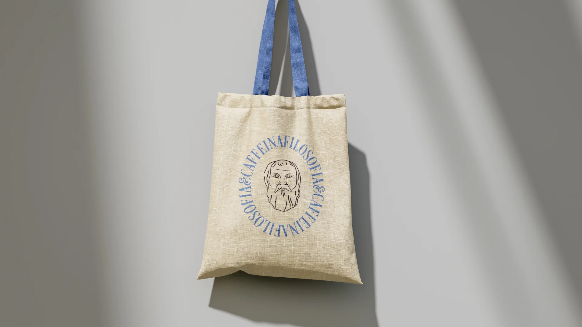 Tote bag Filosofia e Caffeina: mockup di design.