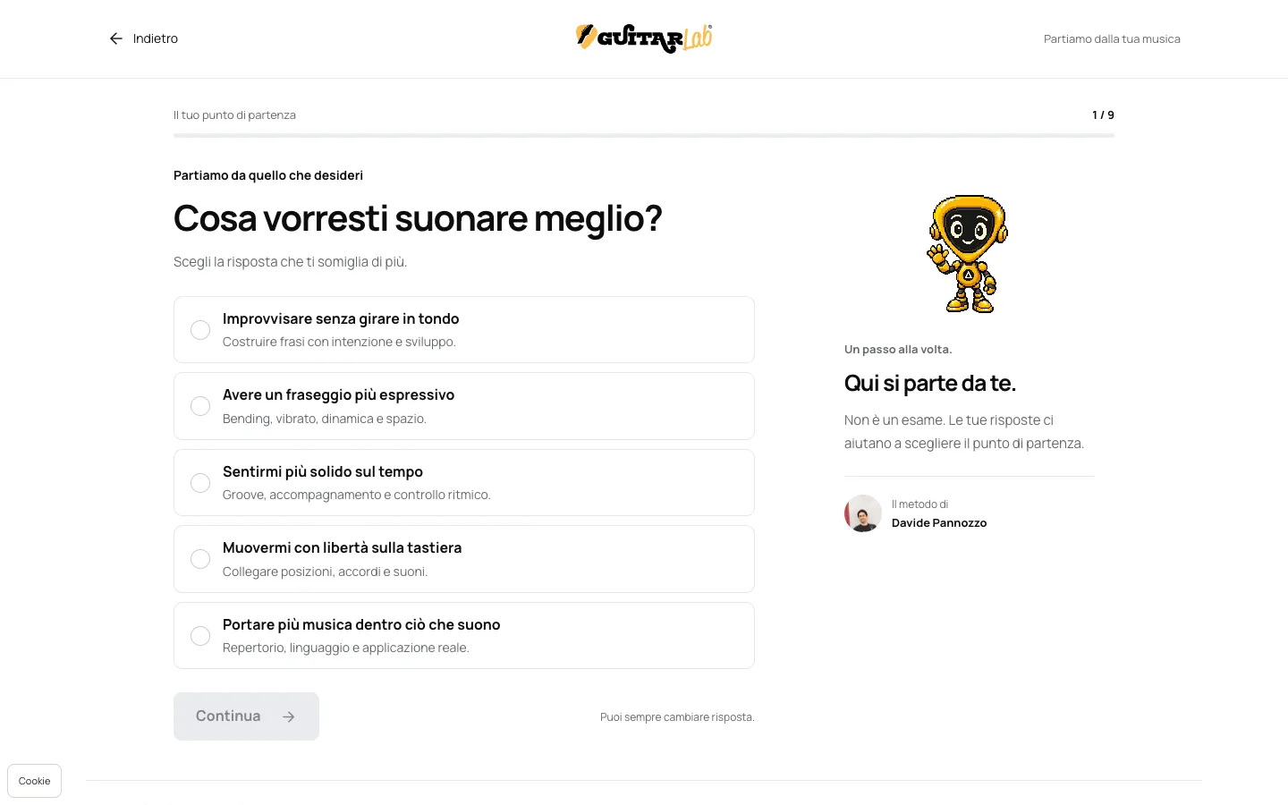 Una domanda del quiz GUITARlab.