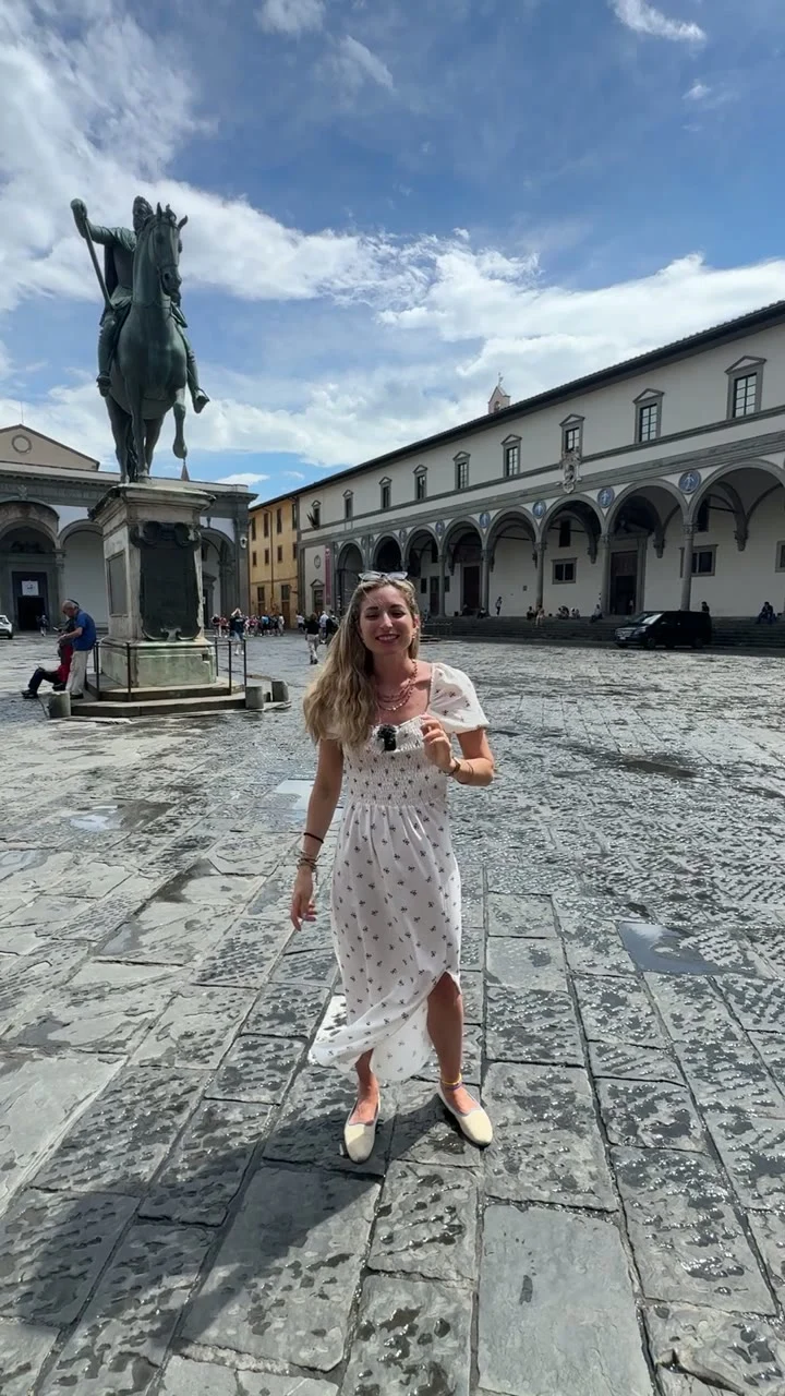 Lucrezia in Piazza della Signoria. Fotogramma di lavorazione.